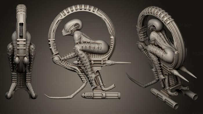 Статуэтки герои, монстры и демоны (Космический жокей, STKM_0517) 3D модель для ЧПУ станка